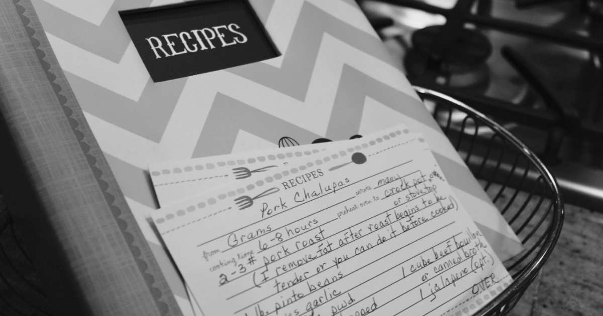 A recipe written on paper